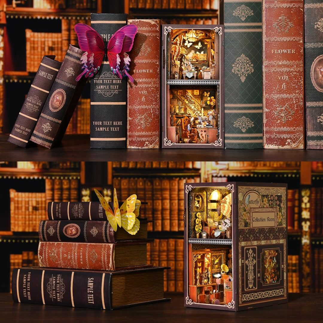 Kit de Book Nook para habitación de colección de mariposas