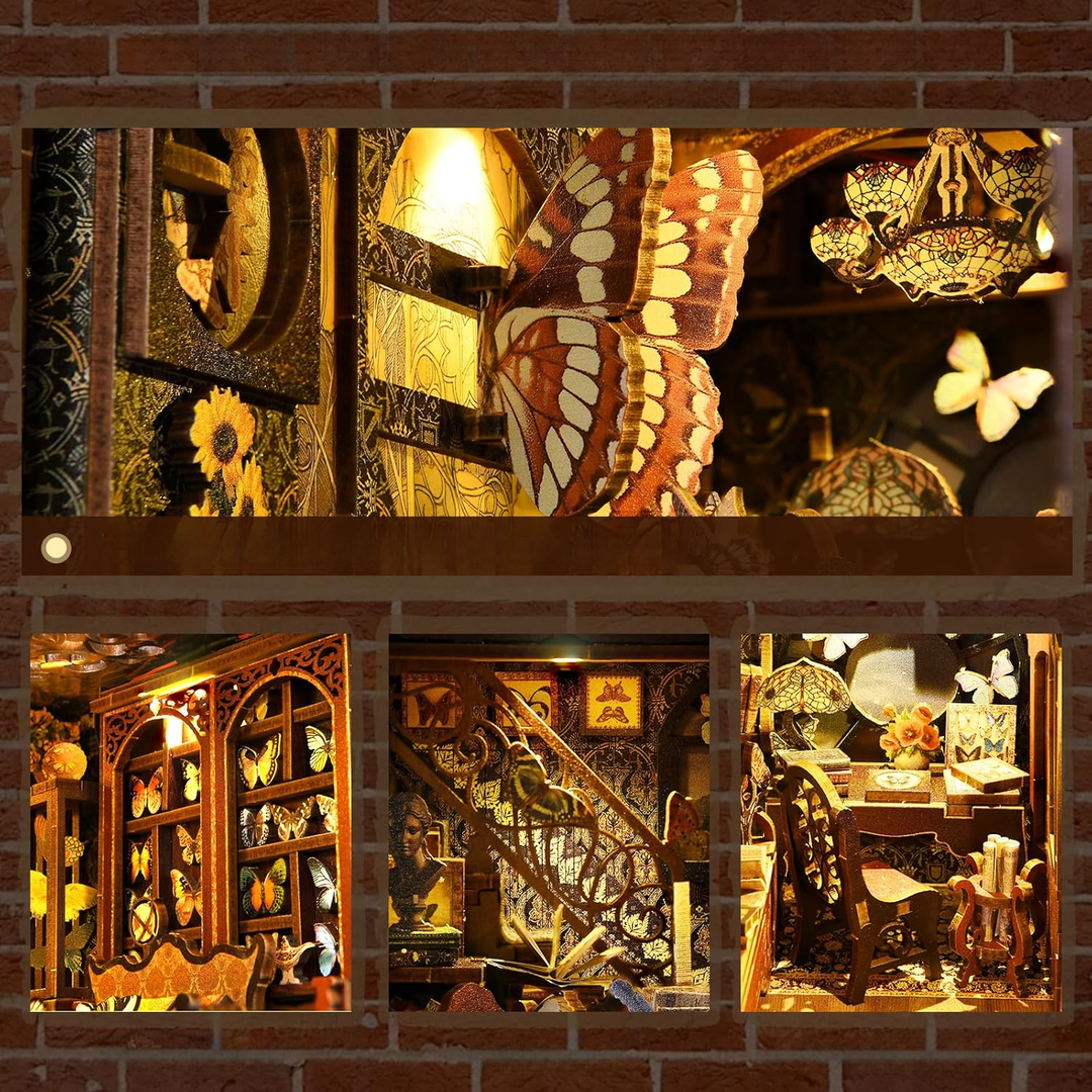 Kit de Book Nook para habitación de colección de mariposas