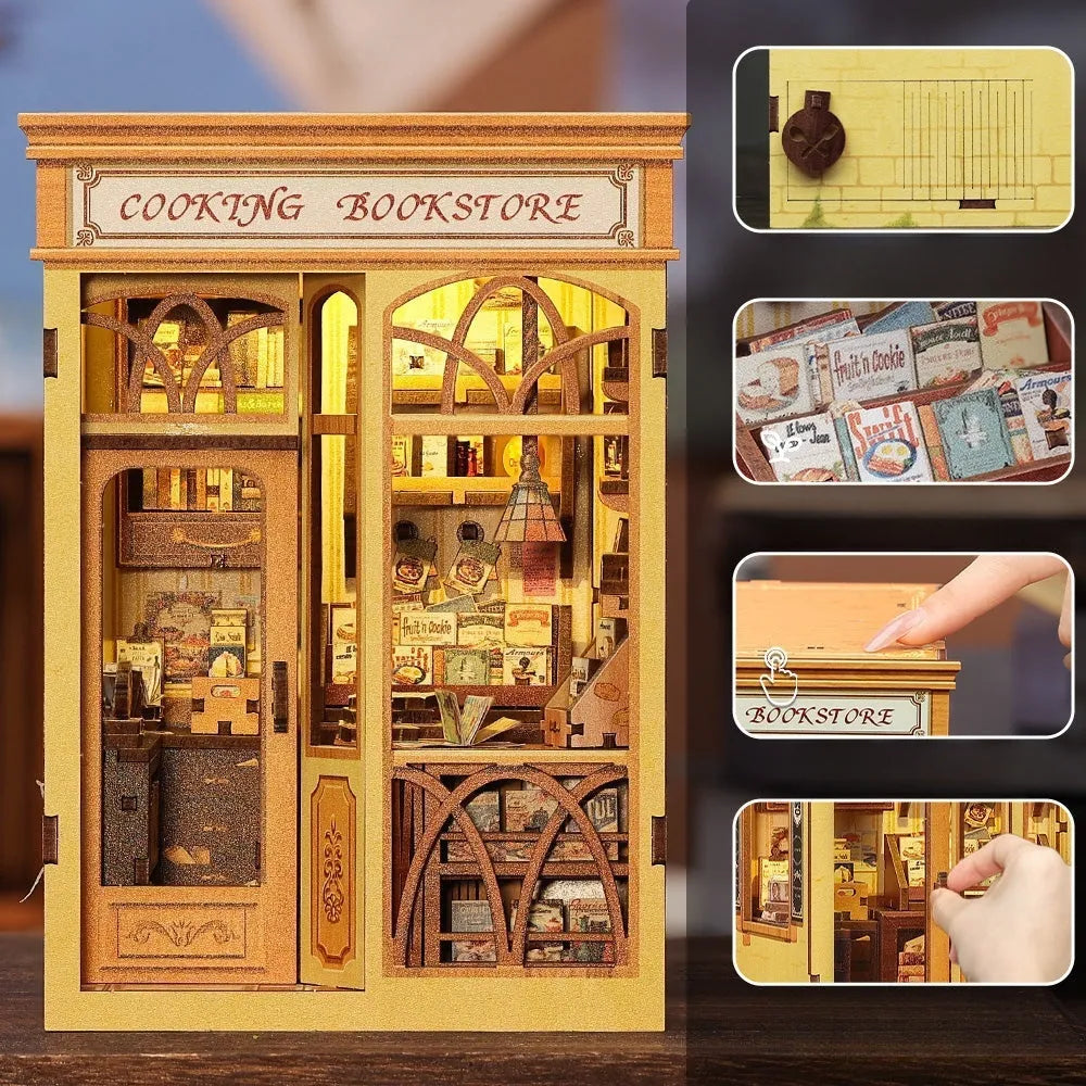 Kit de Book Nook de Librería y Cocina