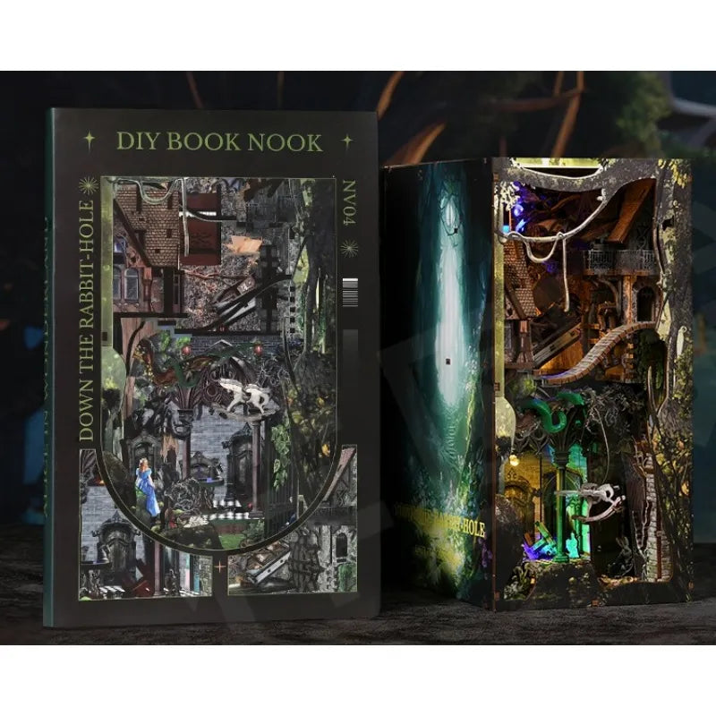 Kit de Book Nook Alicia en el país de las maravillas: Por el agujero del conejo