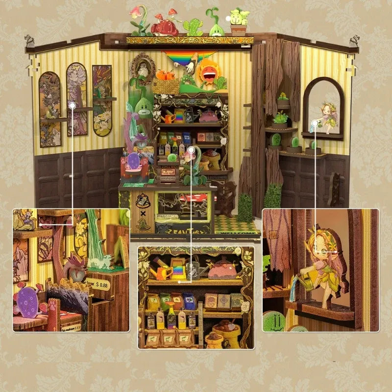 Kit de Book Nook de Tienda de Plantas Fantásticas