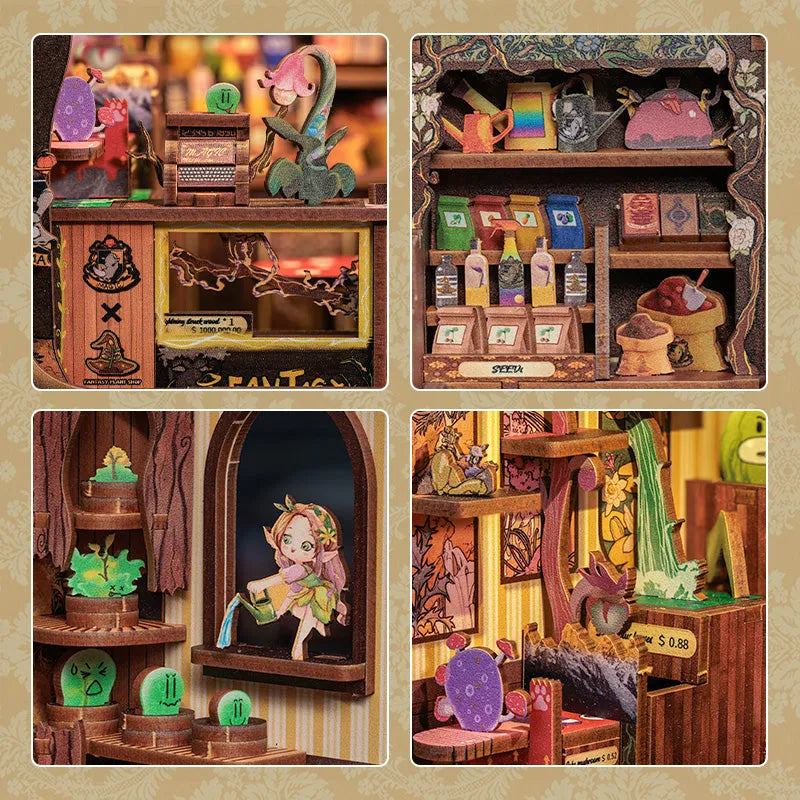 Kit de Book Nook de Tienda de Plantas Fantásticas