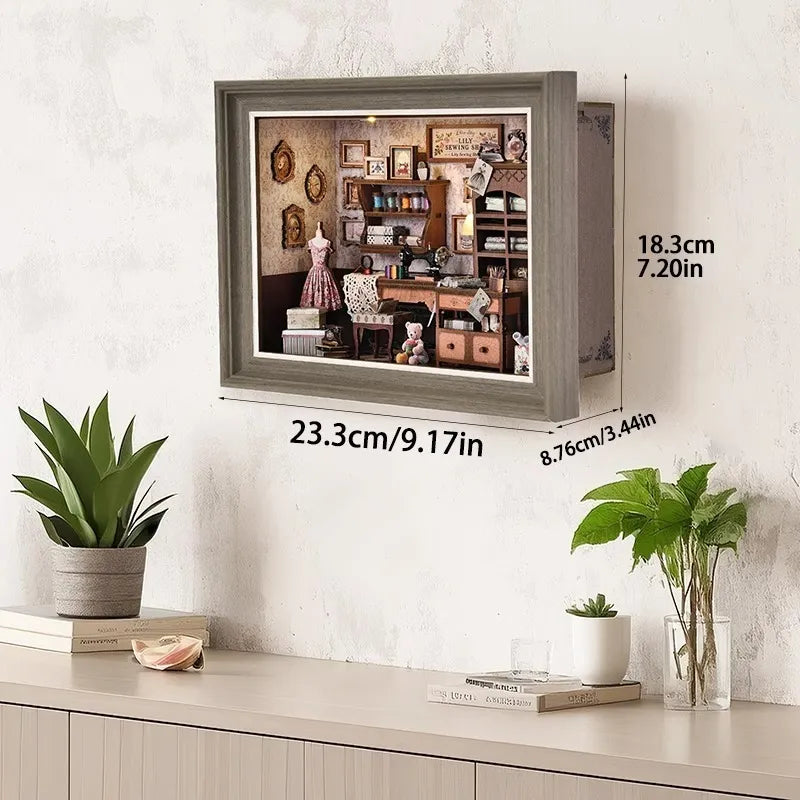 Kit DIY de marco de fotos 3D - Taller de costura de Lily | Diorama en miniatura
