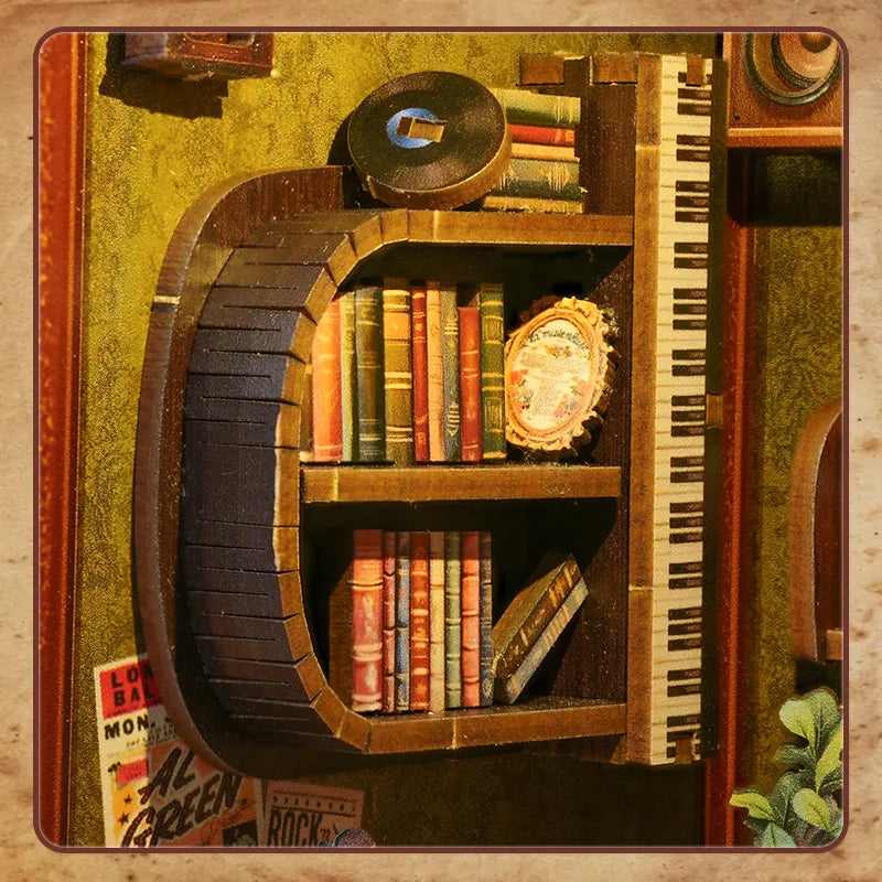 Kit de Book Nook de Librería de Música y Recuerdos