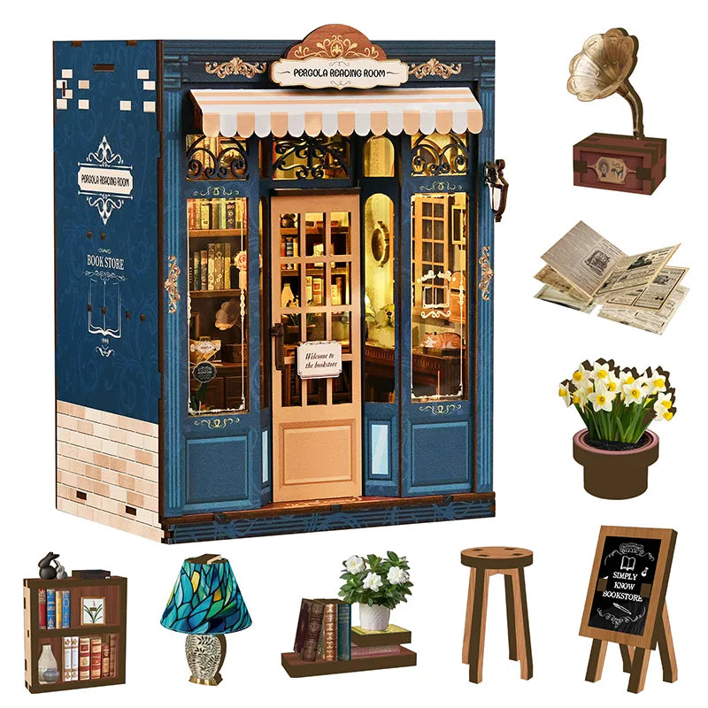 Kit de Book Nook de Sala de Lectura con Pérgola