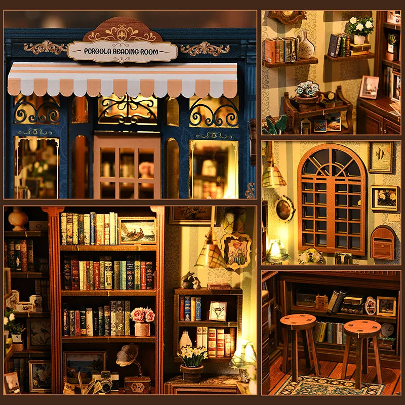 Kit de Book Nook de Sala de Lectura con Pérgola