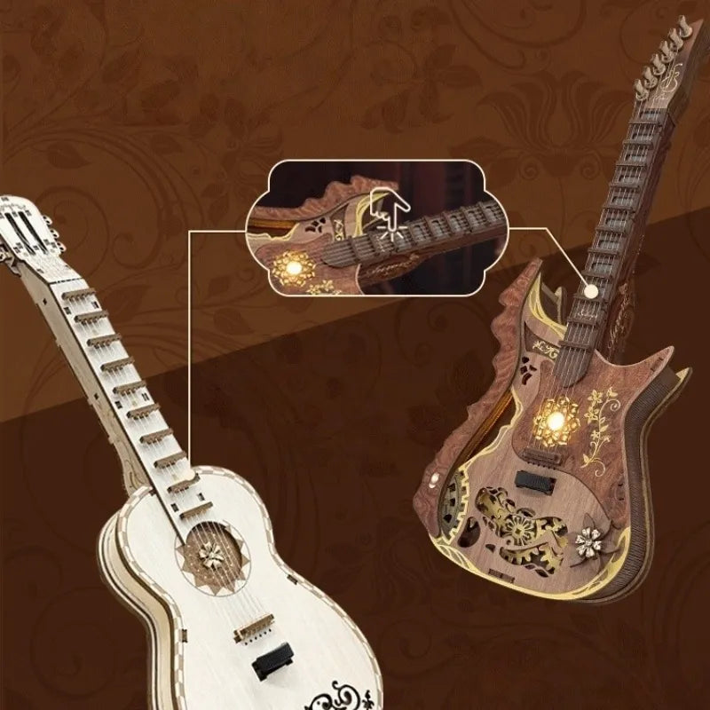 Rompecabezas 3D de madera de guitarra mecánica