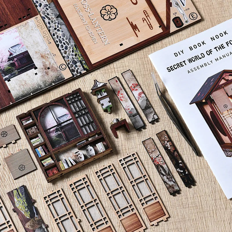 Kit de casa en miniatura Jardín Armonioso con farol de musgo
