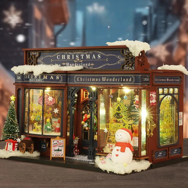 Kit de casa en miniatura de la aldea navideña