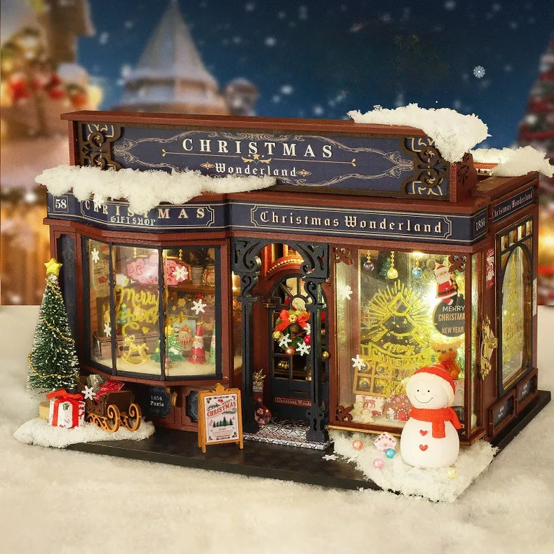Kit de casa en miniatura de la aldea navideña