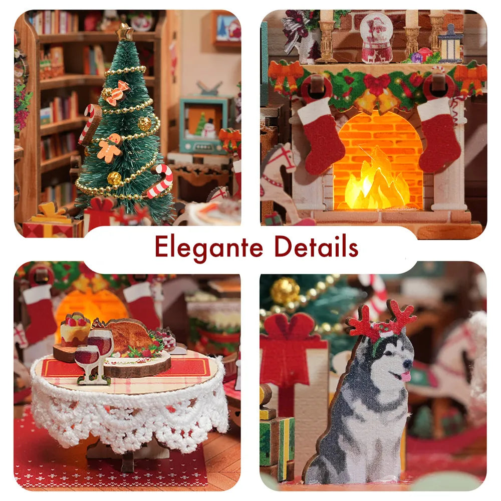 El kit de casa en miniatura de la cabaña navideña
