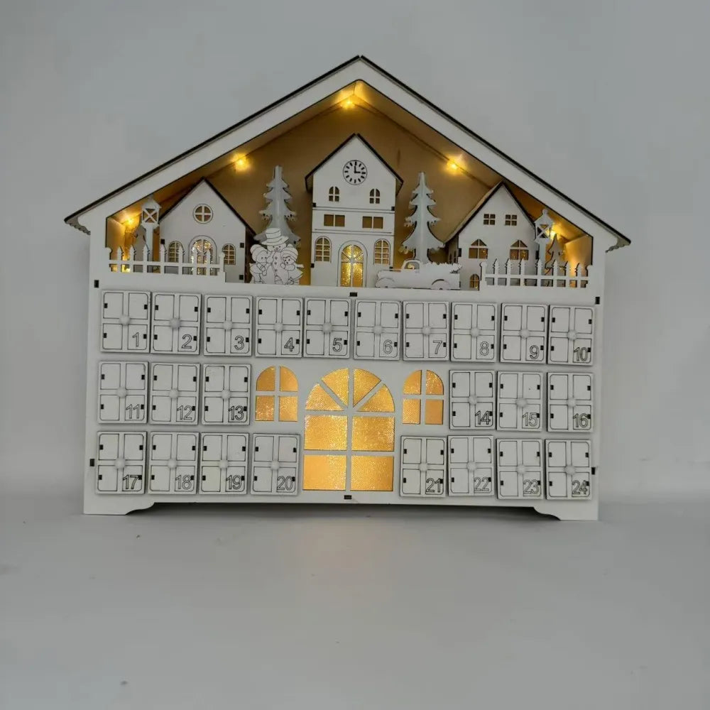 Calendario de Adviento de madera blanco