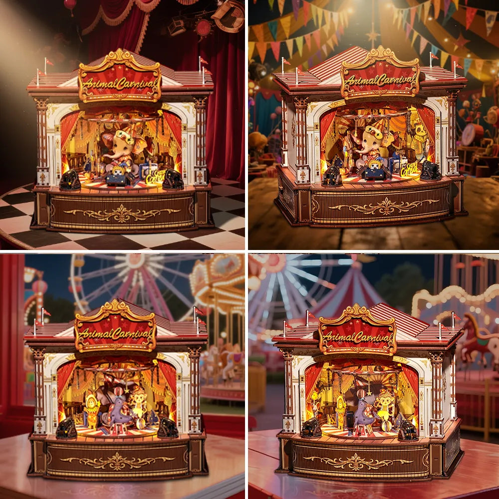 Caja de música de madera Carnaval de Animales