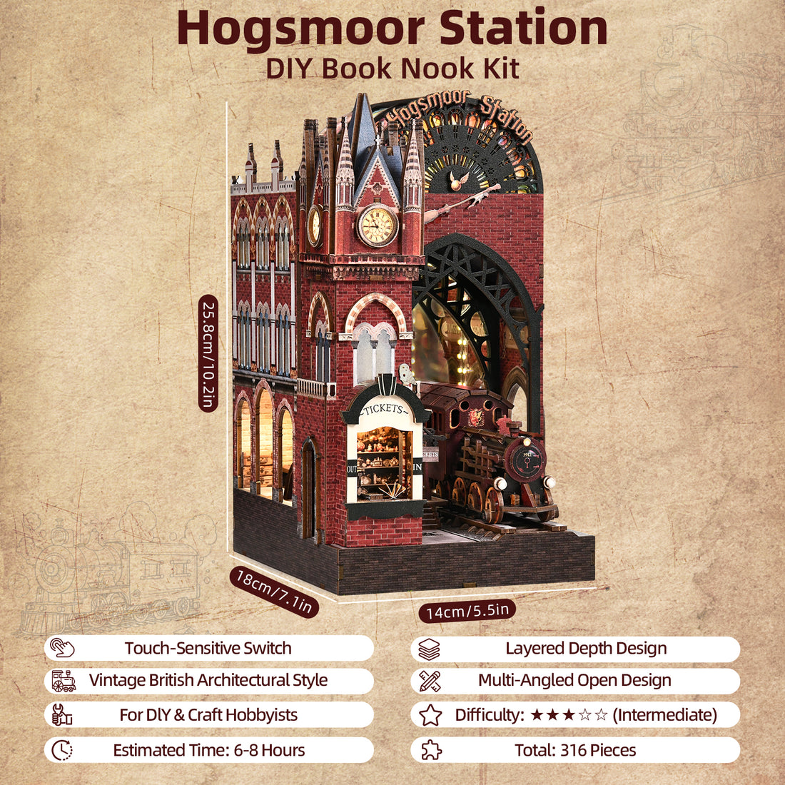 Kit de Book Nook de la Estación Hogsmoor