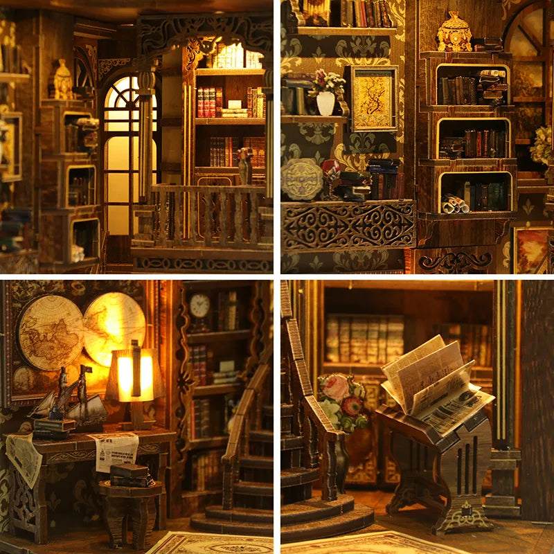 A private library with a book carousel