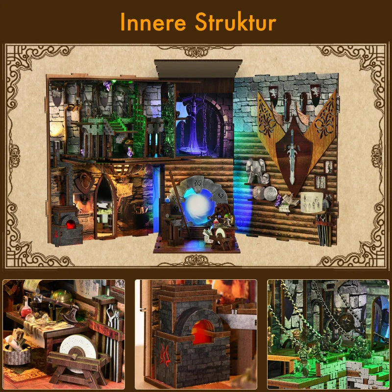 A ritual scene behind a miniature portal