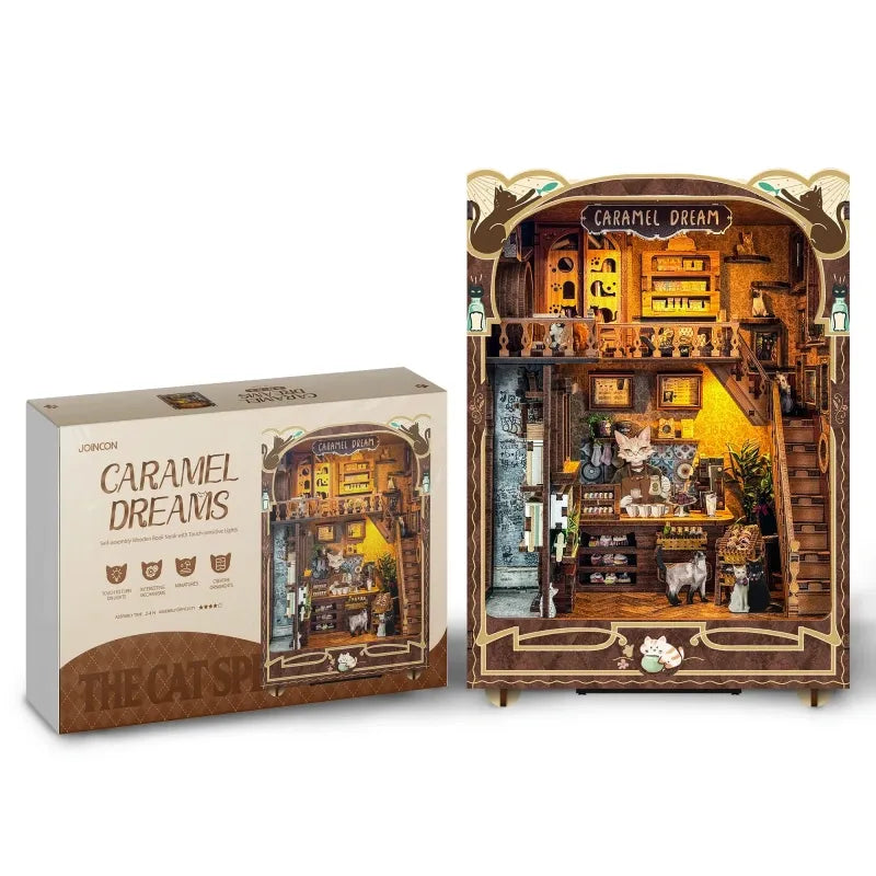 Kit de Book Nook de cafetería para gatos «Sueños de caramelo»