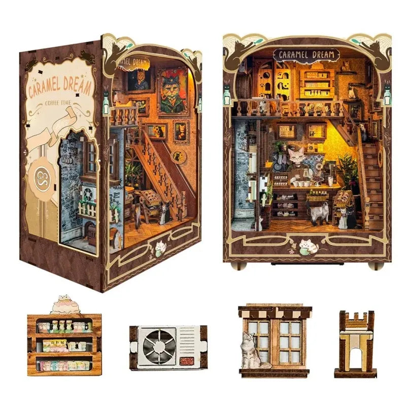 Kit de Book Nook de cafetería para gatos «Sueños de caramelo»