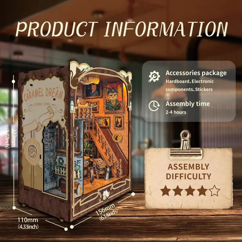 Kit de Book Nook de cafetería para gatos «Sueños de caramelo»