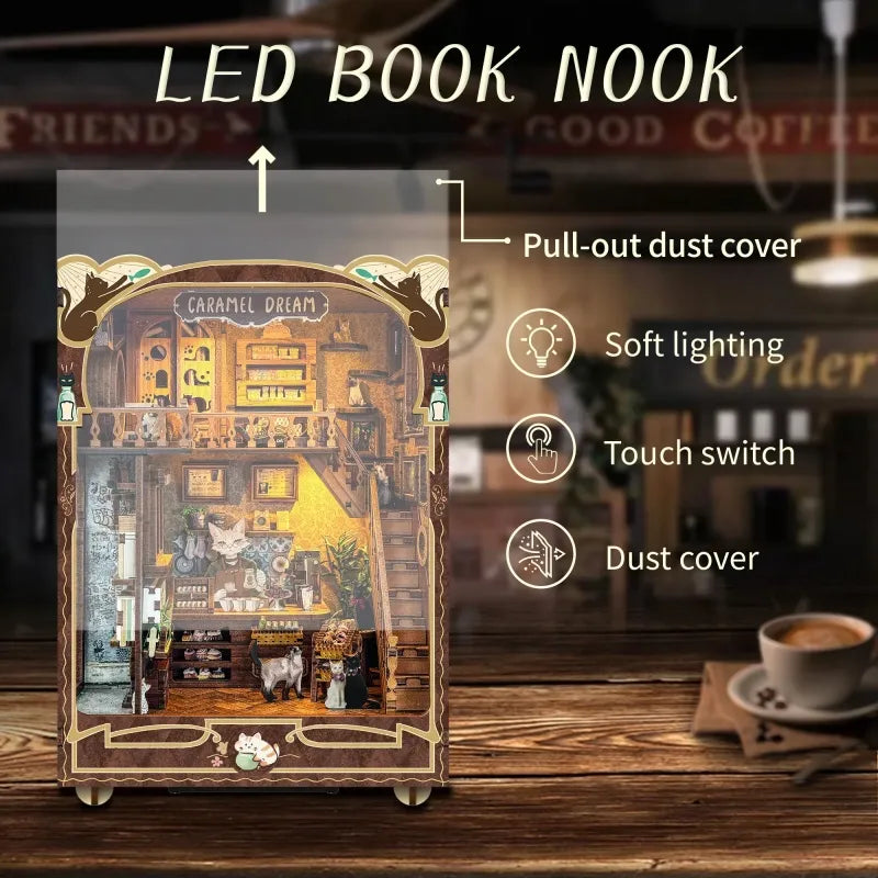 Kit de Book Nook de cafetería para gatos «Sueños de caramelo»