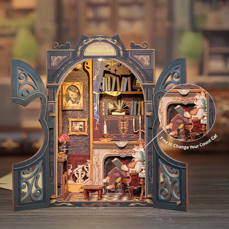 Kit de Book Nook «El estudio del conde Cat»