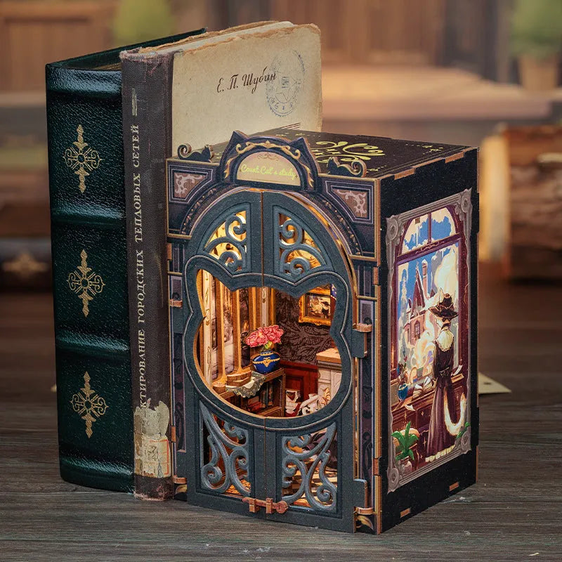 Kit de Book Nook «El estudio del conde Cat»