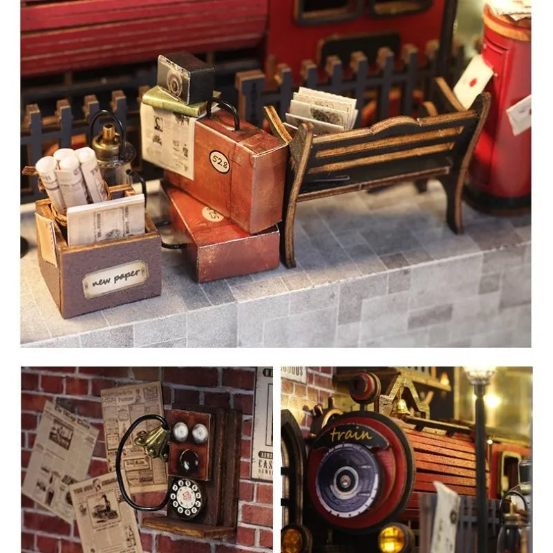 Kit de Book Nook de Estación de Tren Fantasía