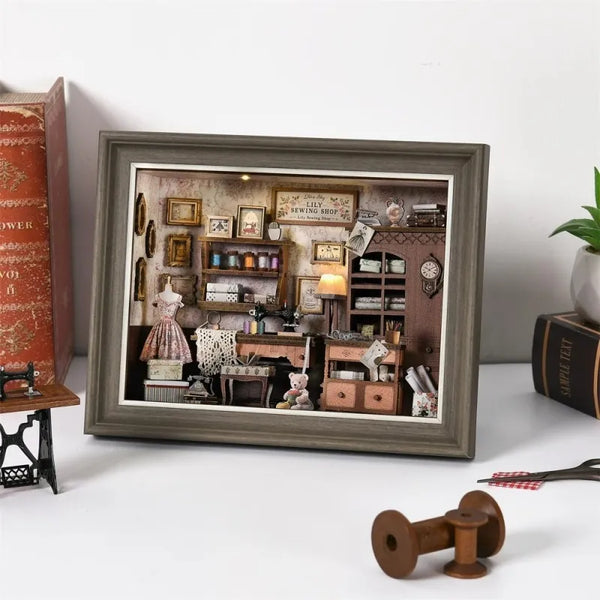 Kit de diorama con marco de fotos 3D «La mercería de Lily»