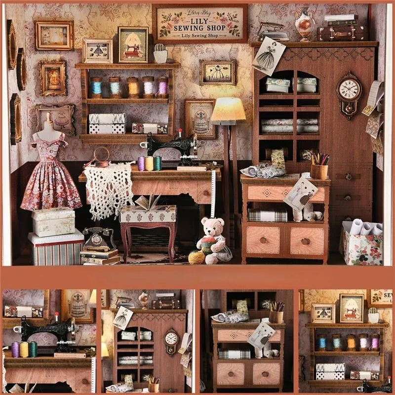 Kit de diorama con marco de fotos 3D «La mercería de Lily»