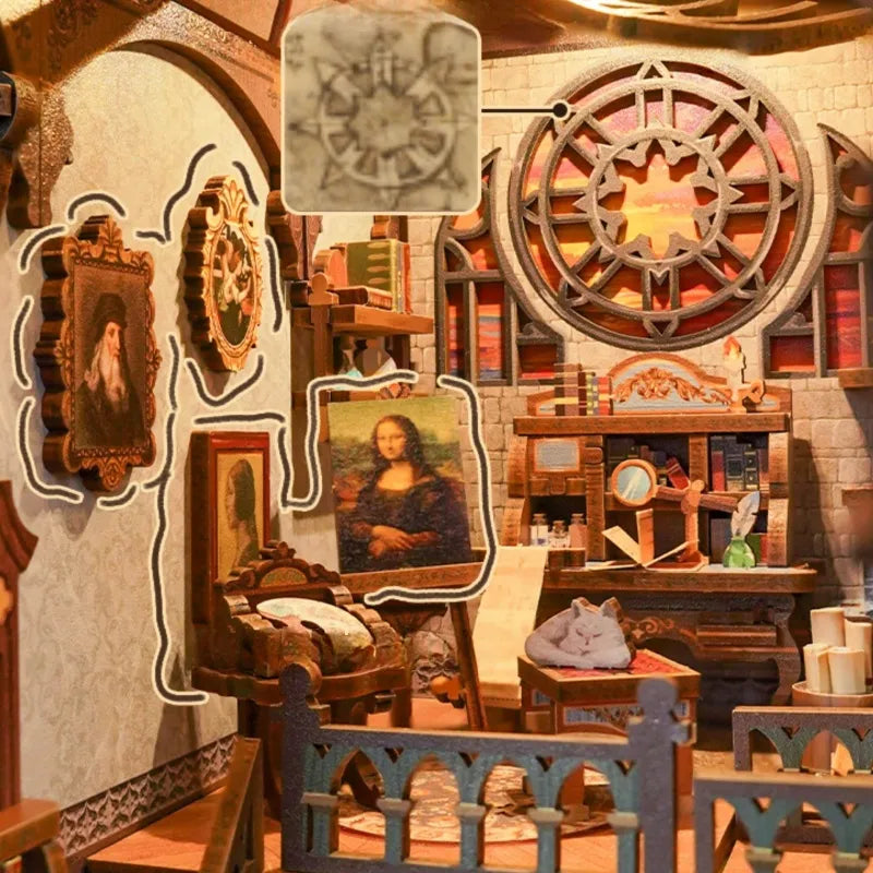 Leonardo Da Vinci book nook kit – detail view 2