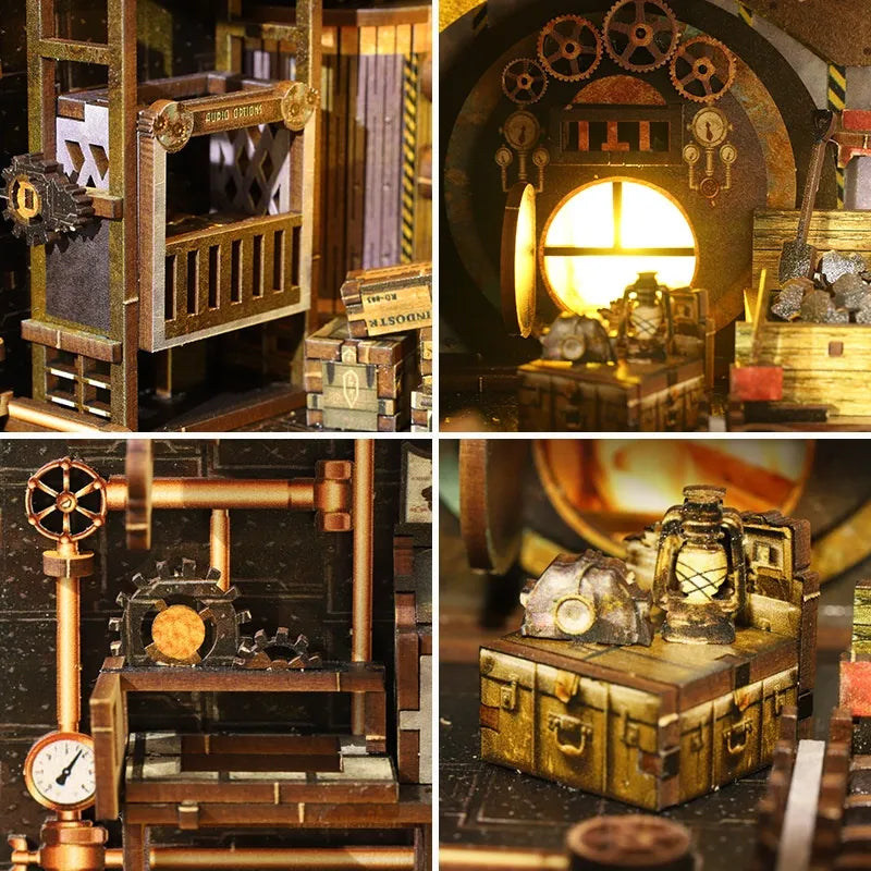 Kit de Book Nook Steampunk Ritmo Mecánico