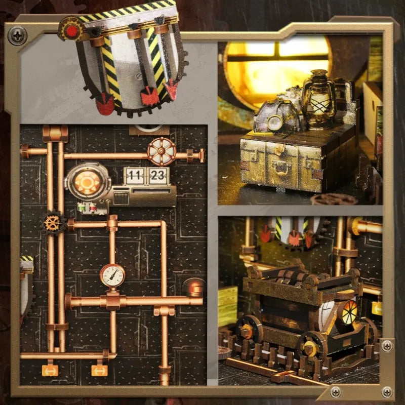 Kit de Book Nook Steampunk Ritmo Mecánico