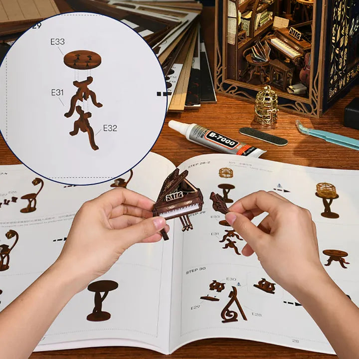 Kit de Book Nook «Pianista con ruiseñor»