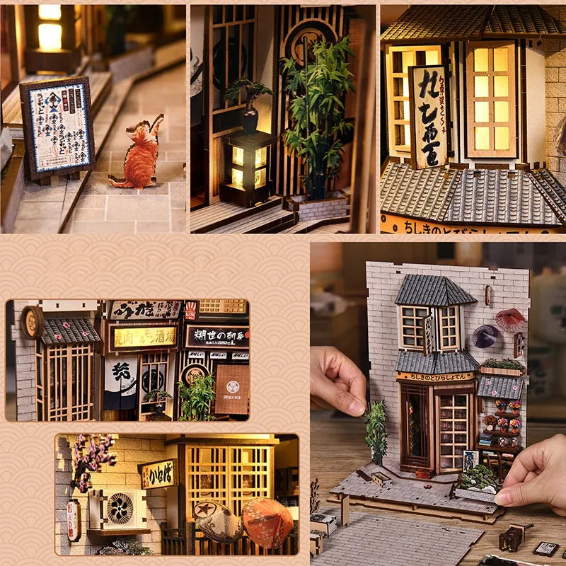 Kit de Book Nook El callejón a la espera del gato