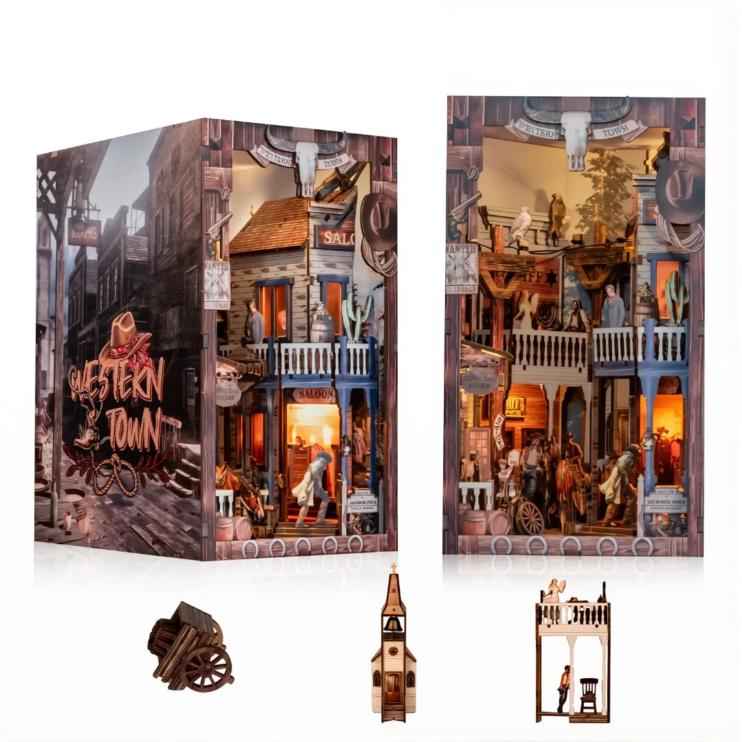 Book Nook de madera DIY - Pueblo del Oeste