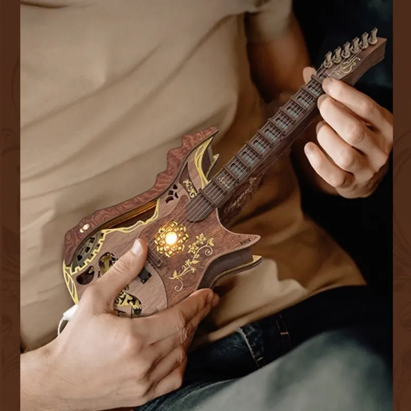 Rompecabezas 3D de madera de guitarra mecánica
