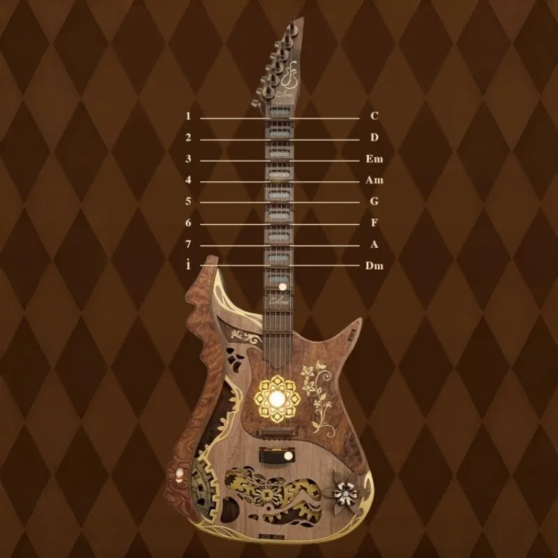 Rompecabezas 3D de madera de guitarra mecánica