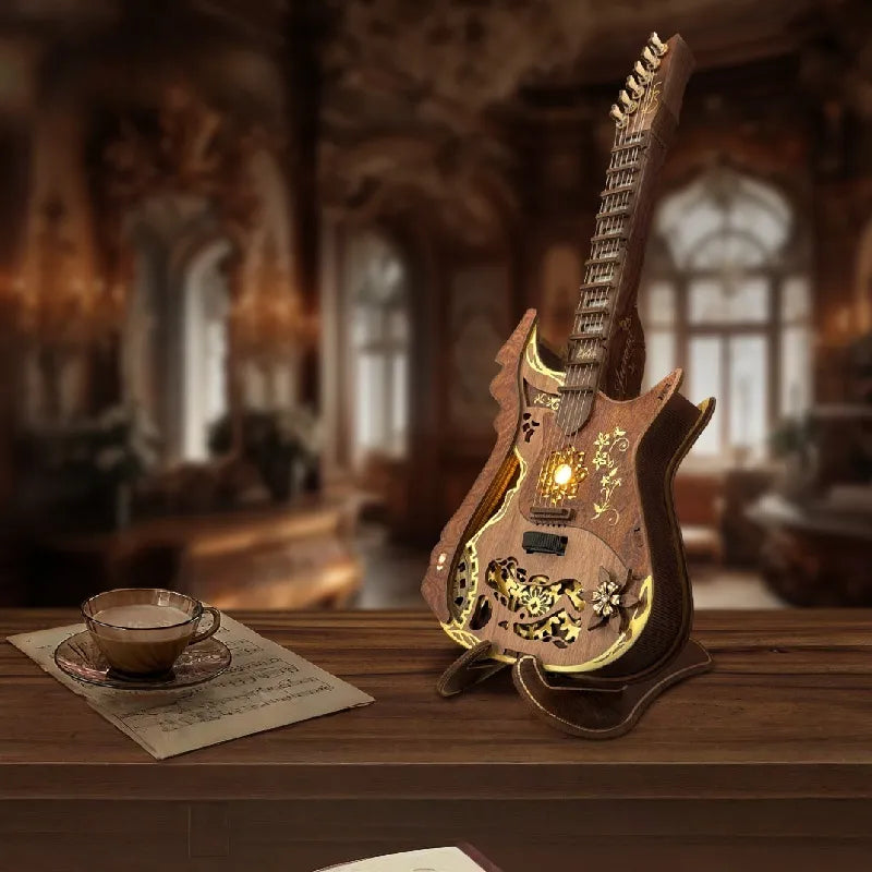 Rompecabezas 3D de madera de guitarra mecánica