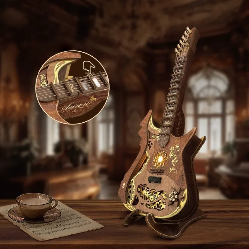 Rompecabezas 3D de madera de guitarra mecánica