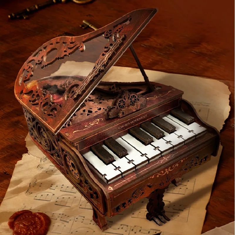 Rompecabezas 3D de madera de piano con movimiento de acordes