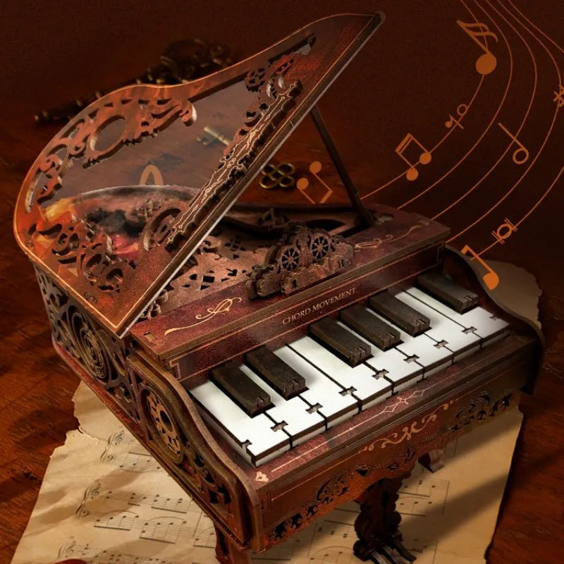 Rompecabezas 3D de madera de piano con movimiento de acordes