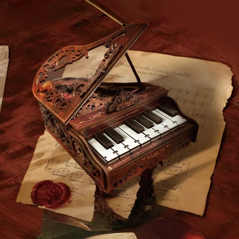Rompecabezas 3D de madera de piano con movimiento de acordes