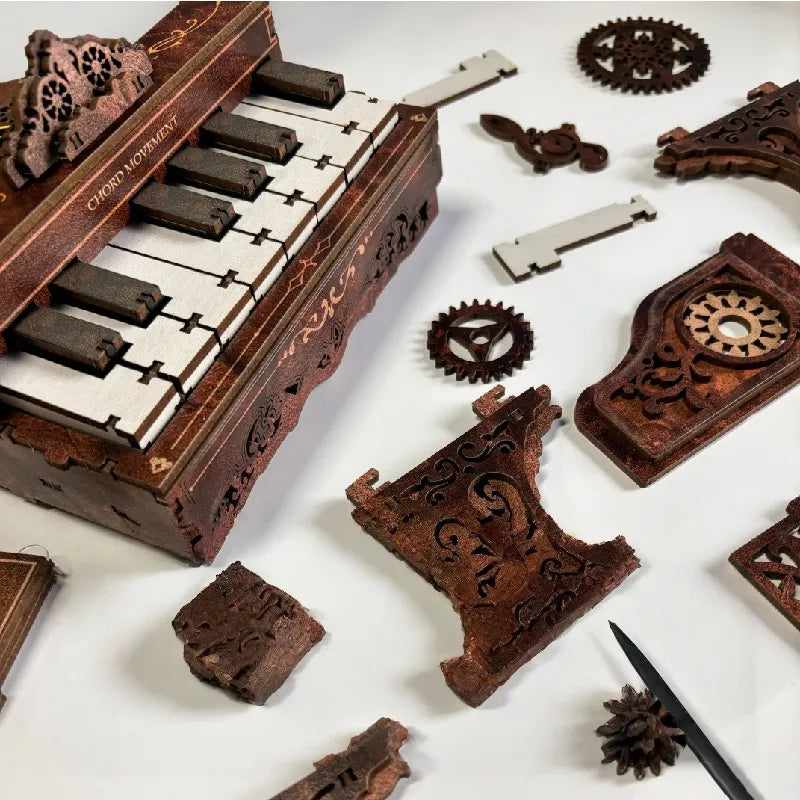 Rompecabezas 3D de madera de piano con movimiento de acordes