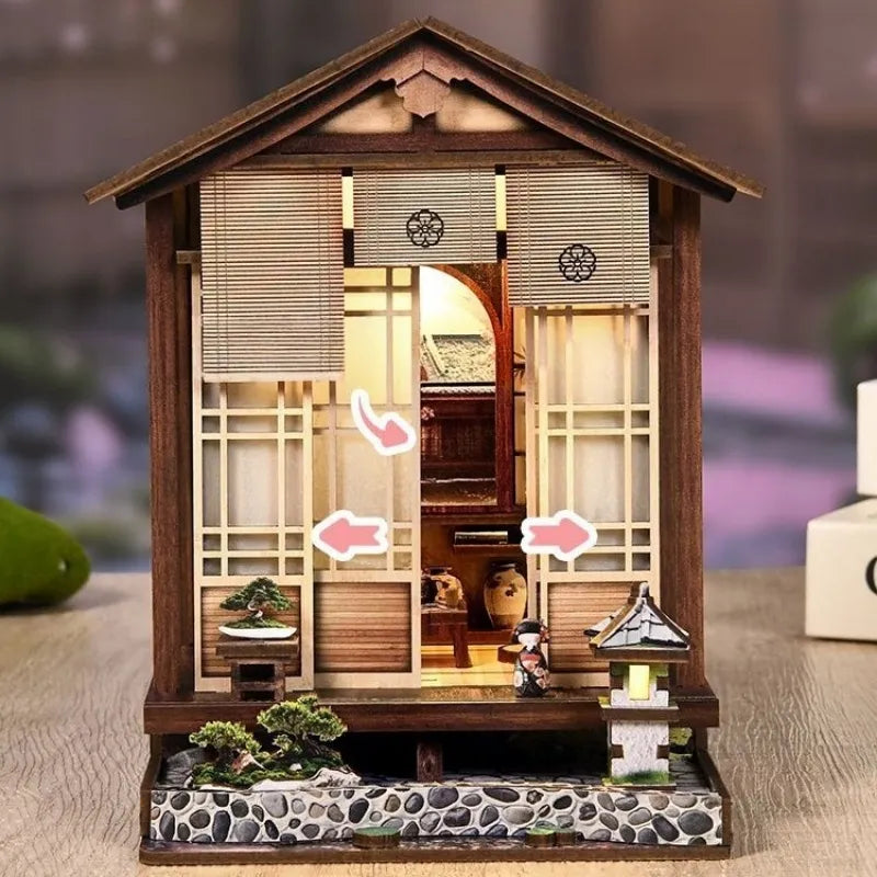 Kit de casa en miniatura Jardín Armonioso con farol de musgo