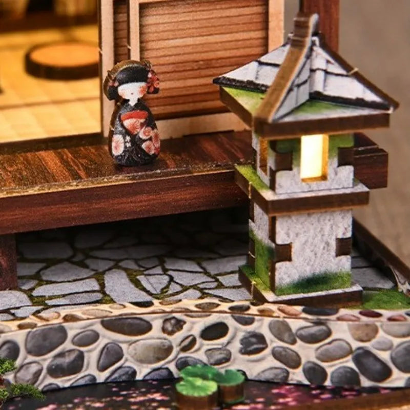 Kit de casa en miniatura Jardín Armonioso con farol de musgo