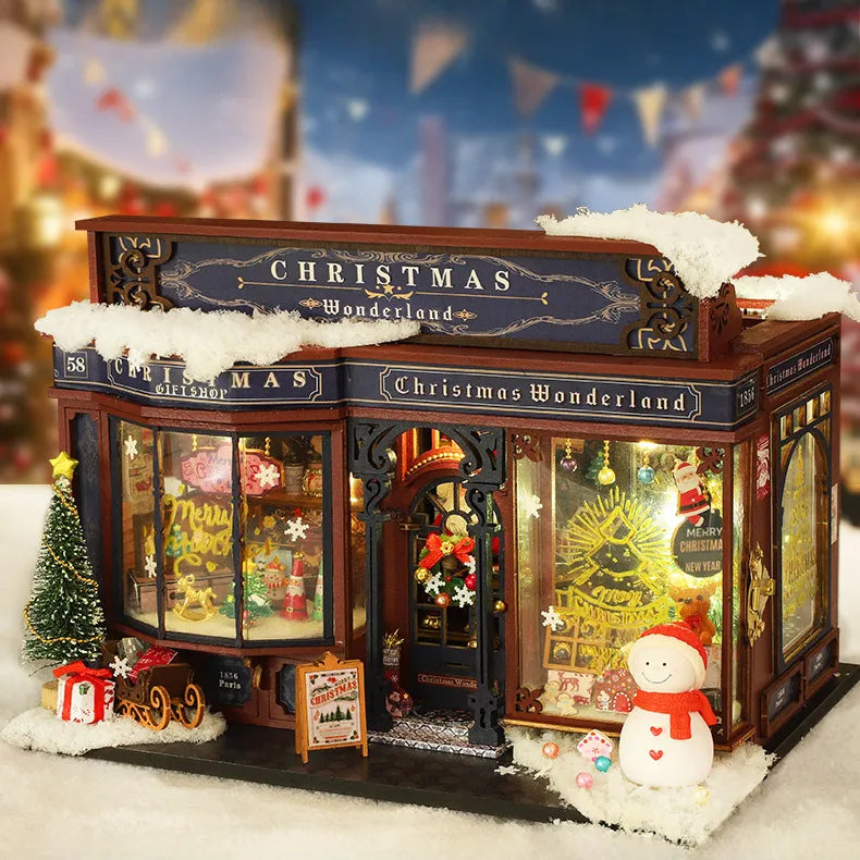 Kit de casa en miniatura de la aldea navideña