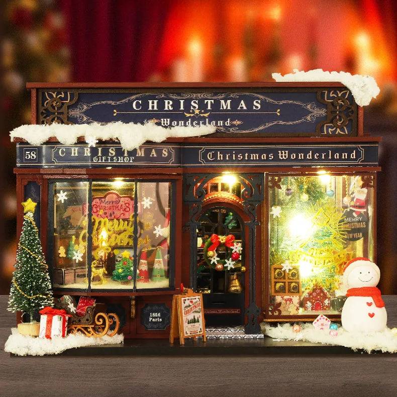 Kit de casa en miniatura de la aldea navideña