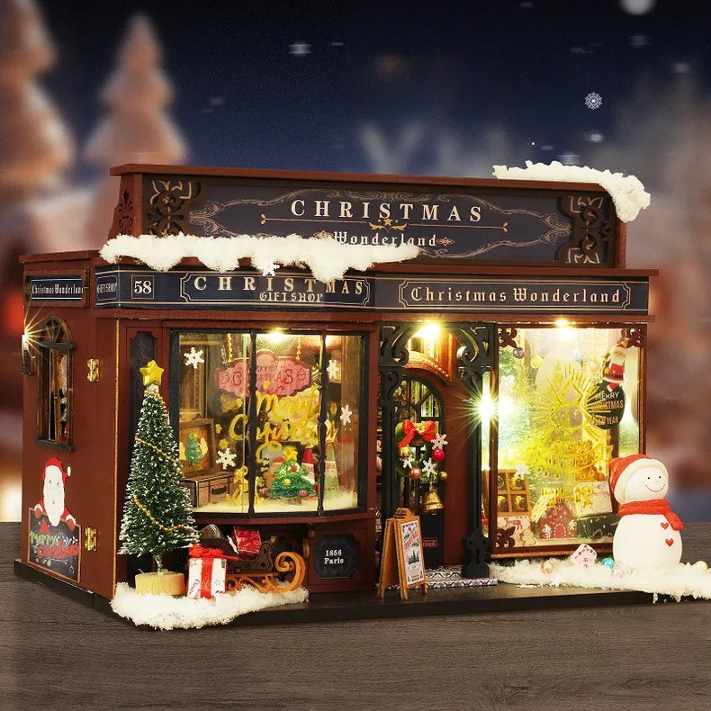 Kit de casa en miniatura de la aldea navideña