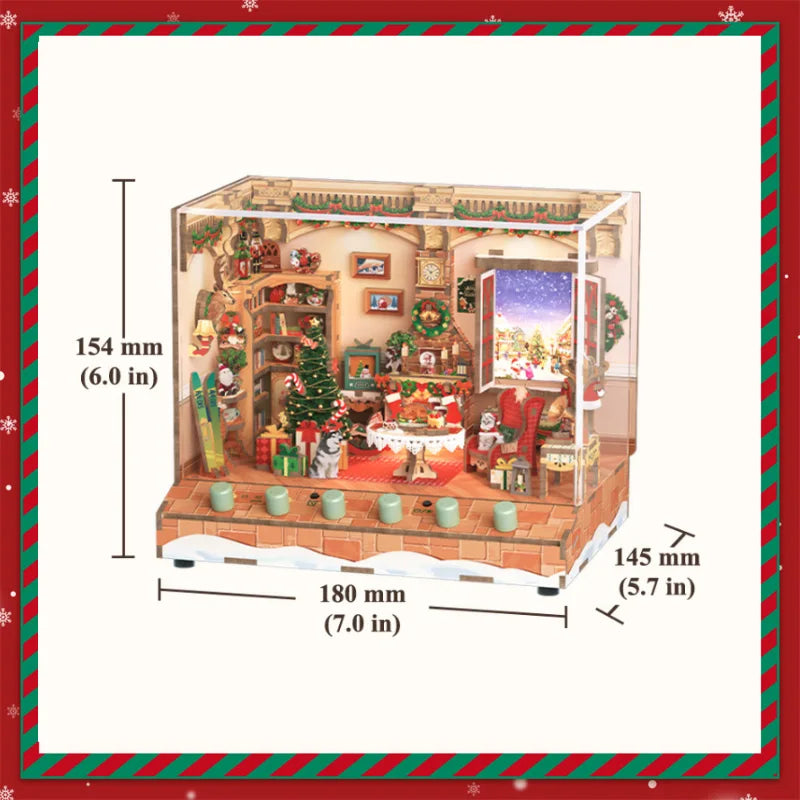 El kit de casa en miniatura de la cabaña navideña