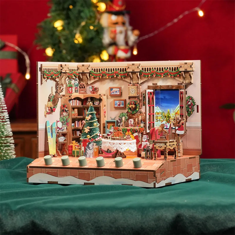 El kit de casa en miniatura de la cabaña navideña